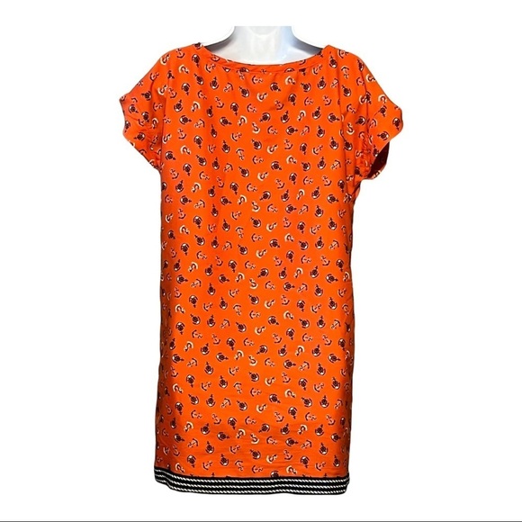 Tommy Hilfiger Anchor Print Shift Dress Orange Nautical Coastal Classic Preppy - Picture 2 of 8